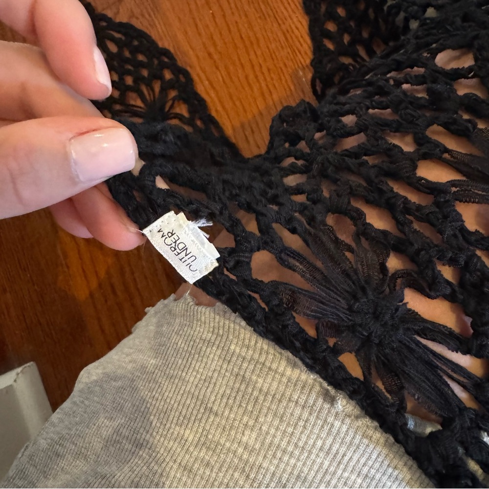 Urban Outfitters Out From Under Floral Crochet Sarong Cover-Up Black - Picture 9 of 11